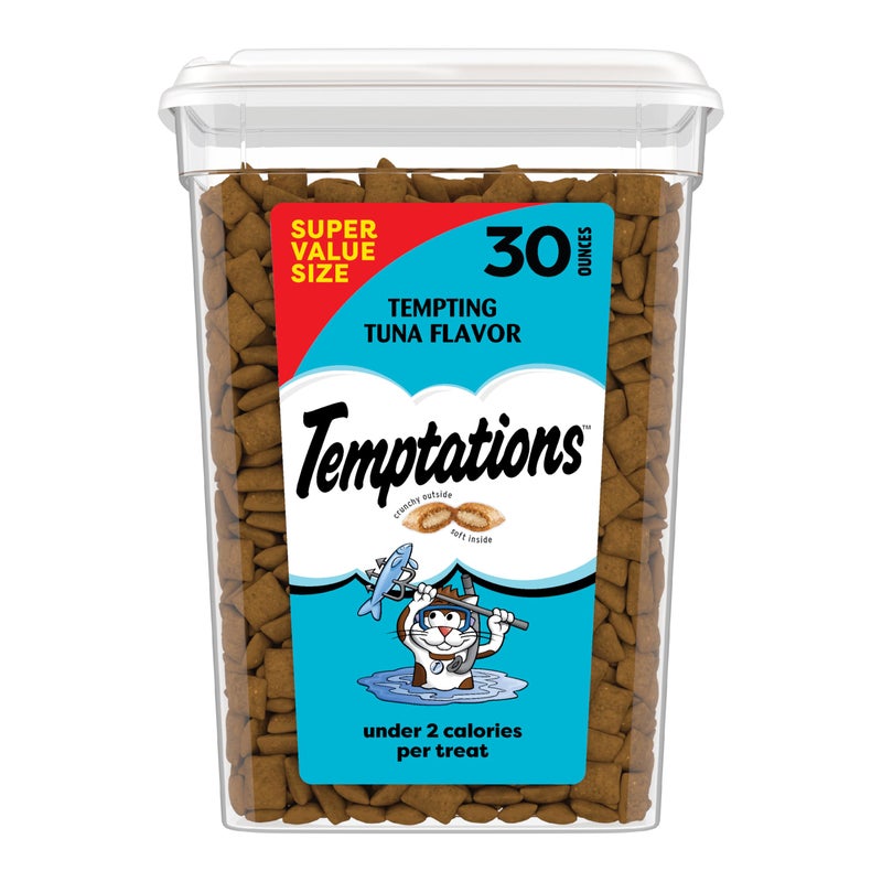 Temptations Classic Crunchy and Soft Cat Treats Tempting Tuna Flavor, 30 oz. Tub - Image 1